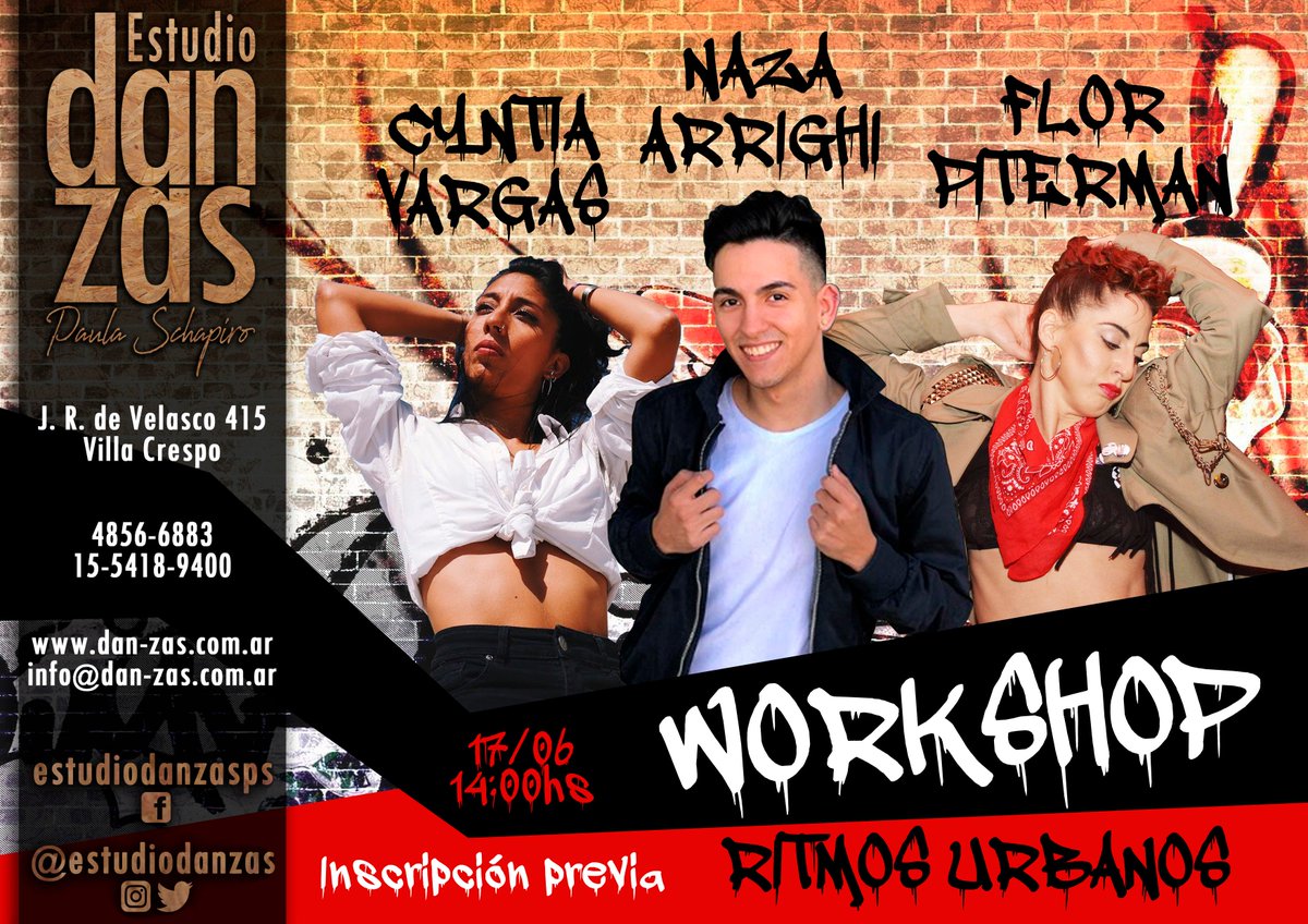 YA TE INSCRIBISTE 
para el WORKSHOP Ritmos Urbanos
va a estar ESPECTACULAR!!!
qué esperás?
con <a href="/vargas_cyntia/">Cyntia Vargas</a> <a href="/NazaArrighi/">Nazareno Arrighi</a> <a href="/ivanmadridok/">Iván Leonel Madrid</a> #FlorPiterman