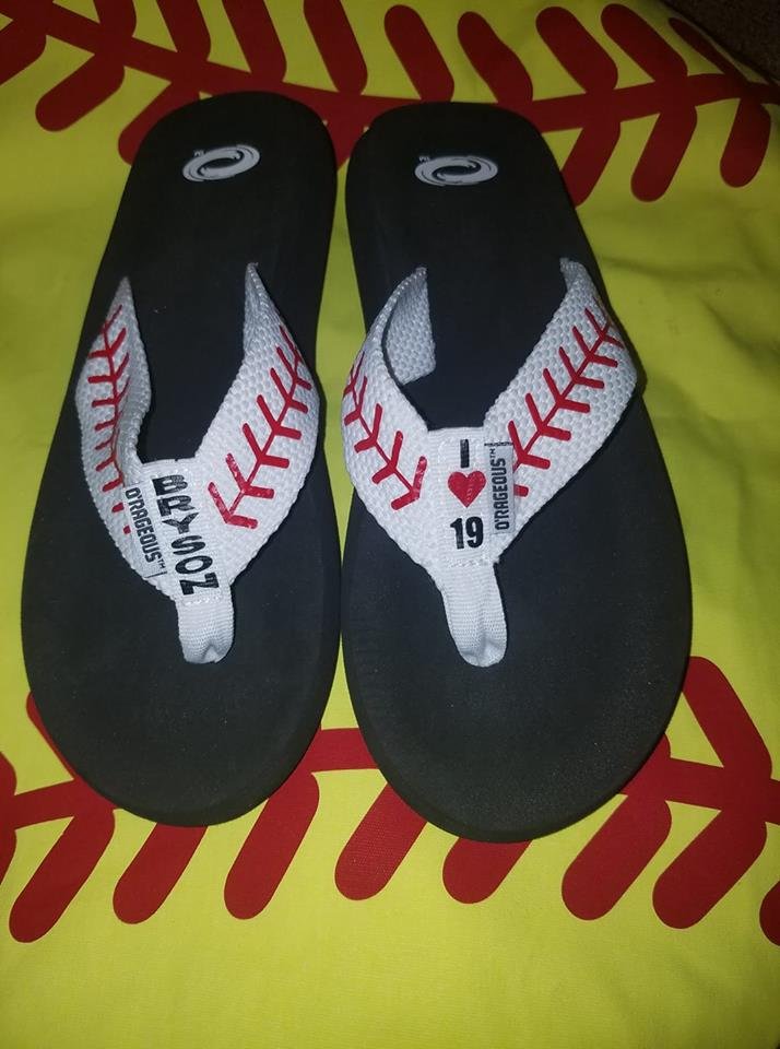 personalized baseball flip flops