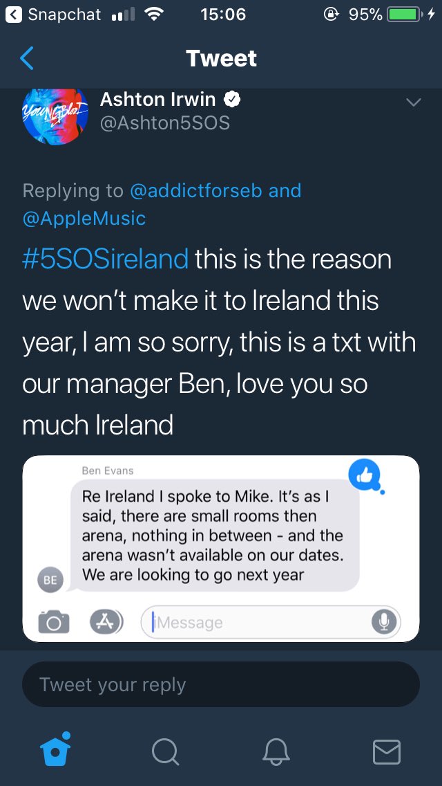 needycal's tweet photo. Knowing the band tried so hard to come here means more than anyone could explain , hopefully see you next year 💞 @Ashton5SOS #5SOSireland https://t.co/NmwtroVOE4