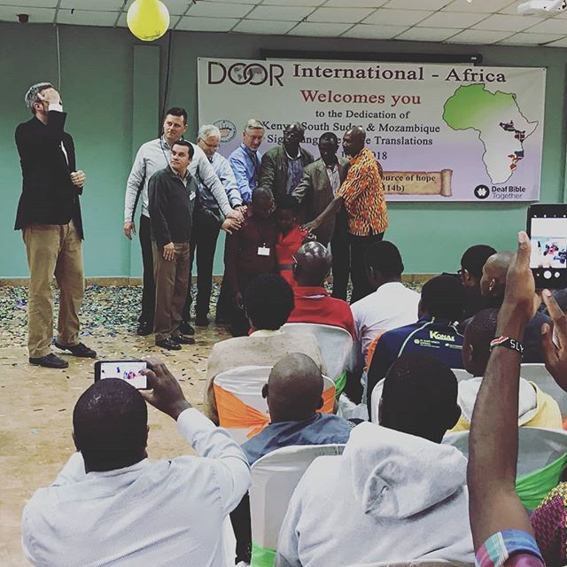 DOORIntl's tweet photo. Another memorable moment from our Scripture Celebration 😁 Shadrack Kakui's Knighting Ceremony! Shadrack is now a full Translation Consultant with specialization in sign languages.

#praiseGod #bibletranslation #signlanguagescripture #DeafAfricaCelebr… https://t.co/FUntjT6zCB https://t.co/zDoMSB7sZw