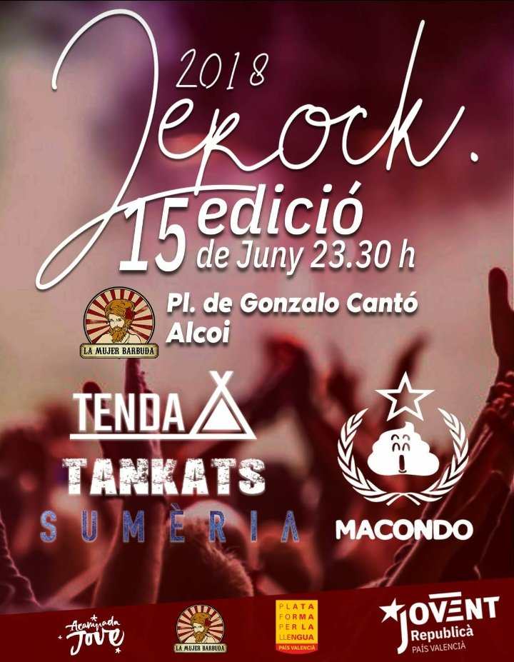 SumeriaGrup's tweet photo. DIVENDRES 15 💥 ALCOI
Nova data penya!! 🦑 
El pròxim divendres estarem al pub La Mujer Barbuda d' Alcoi! Tocarem junt a @Tankats, Tenda i @macondopv. Vos esperem a partir de les 23:30!! 🙌
Salut i #Bevèrria! https://t.co/XmRV2OabIR