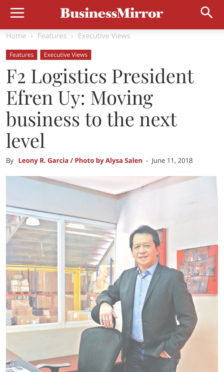 F2LogisticsPh's tweet photo. To know more about the man behind F2 Logistics, Efren Uy grab a copy of today’s Business Mirror newspaper 🗞 

#ProudToBeF2 #F2Logistics #LetsMoveNow

https://t.co/nTSBulbbtR https://t.co/MYTzyGatdj
