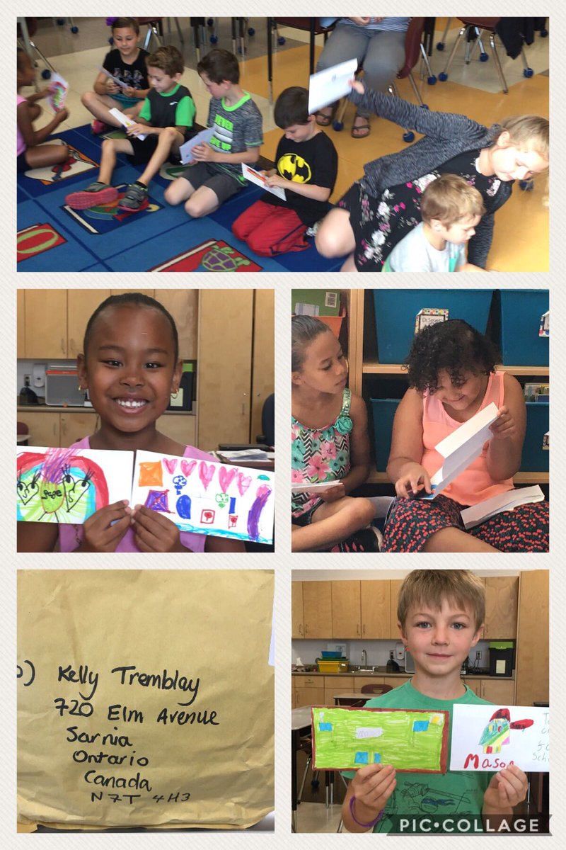Kelly10tremblay's tweet photo. Our letters arrived from our friends in Scotland. Ss were so excited to see what their little friends looked like. Students tweet - learning about other countries is so much fun Mrs T. #sccdsb @StMatthewCS https://t.co/hk43oEEsi9