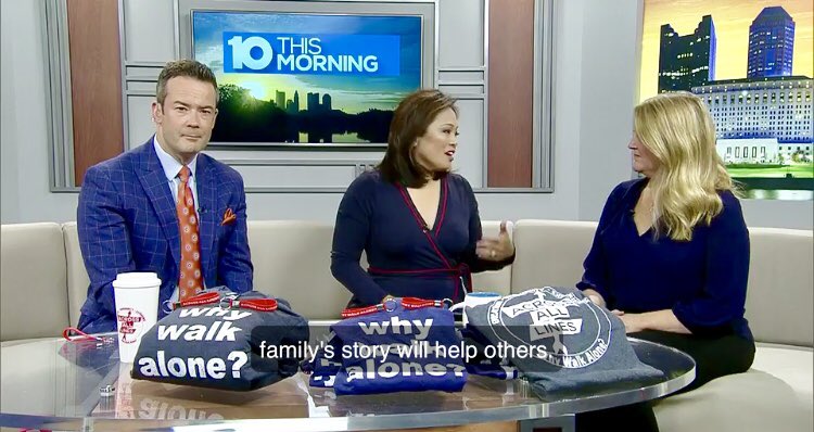 why_walk_alone's tweet photo. Thankful to WBNS 10TV’s @AngelaAn10TV and @petescalia for helping the important conversation around mental and emotional health continue. 💙 #whywalkalone https://t.co/Bhf80Jt4vH