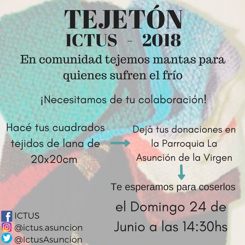 IctusAsuncion's tweet photo. ¡Ya tenemos fecha para el Tejetón de este año!

¡¡Últimas dos semanas para sumar tus cuadraditos!! https://t.co/MECFETVtmz
