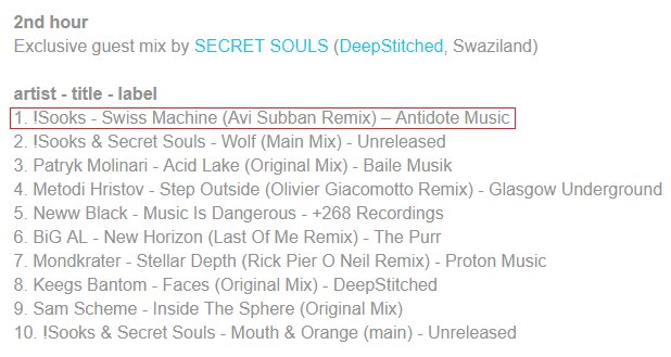 AntidoteMusicSZ's tweet photo. Major love to @secretsouls_ssm for kicking off their @DeeperShades No. 619 2nd hour mix w/ @Suku_Sooks - Swiss Machine (@Avi_Subban_ Remix). Listen here: https://t.co/QoVNcENsZJ
Buy/Stream #SwissMachineRemixes: https://t.co/zcphbIscO1
#deephouse #SecretSouls #eSwatini #Swaziland https://t.co/tKkUb2wwHC