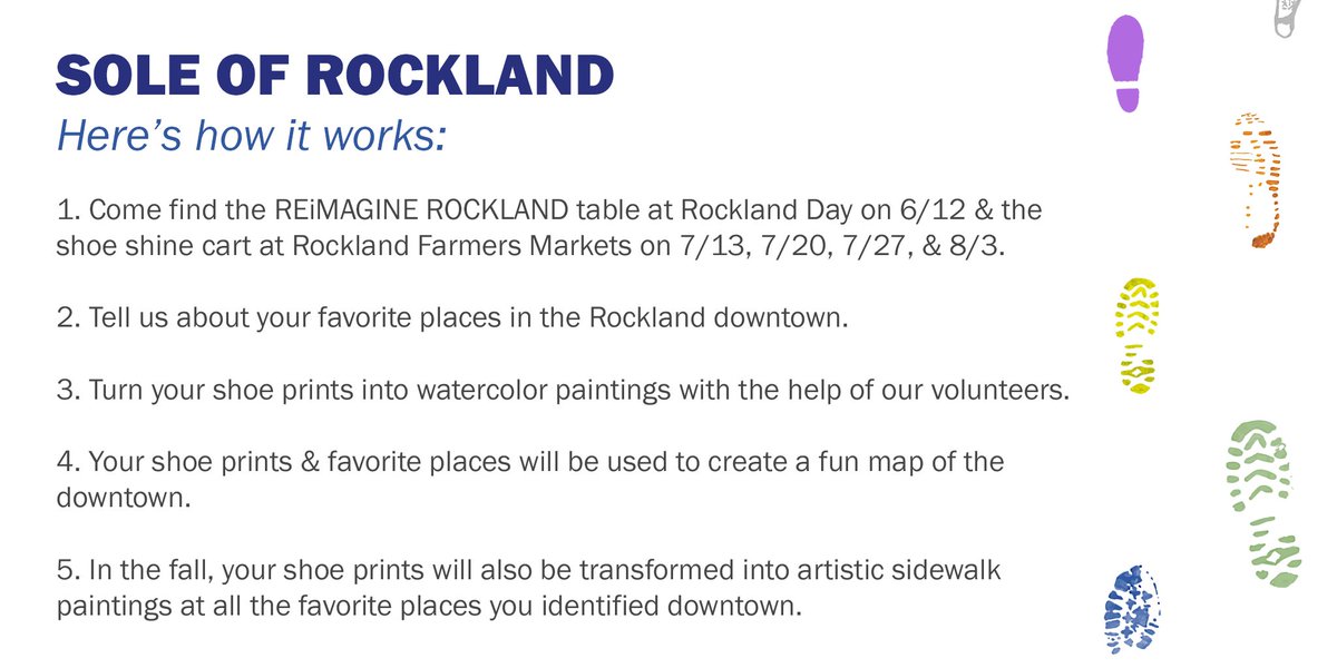 REiMAGINE02370's tweet photo. Sole of Rockland is a public arts initiative debuting at Rockland Day and Rockland Farmers Market. Please help us raise $5,150 to fund the project here: https://t.co/fBsevJauqs #SoleofRockland #RocklandPride #REiMAGINErockland #Patronicity https://t.co/kDc4X9FA4K