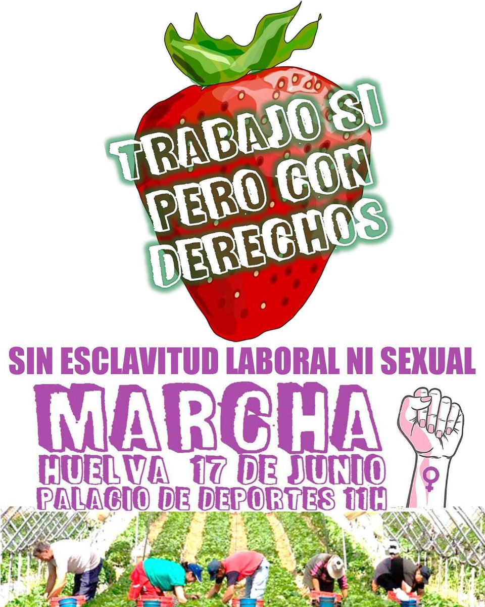 HuelgaFeminista's tweet photo. Convocatorias en apoyo a las jornaleras marroquíes en #Huelva

📢 Madrid 11 de junio 19:30h‼️
📢 Zaragoza 13 de junio 19h
📢 Huelva y Barcelona 17 de junio

No mas #AcosoSexual 
No mas #ExplotacionLaboral
No mas #Racismo

Lista gracias a @racismenstanca:
https://t.co/t3eZzHdD7C https://t.co/SE6udSmeOP