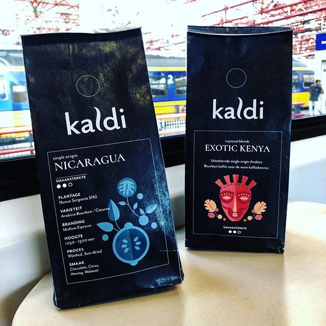 Here the first prototypes of our new coffee packaging. Please send me a first reaction. I am very curious about your opinion. #koffie #kaldi #packaging #branding #design #coffee #excitement ift.tt/2HFrWmv