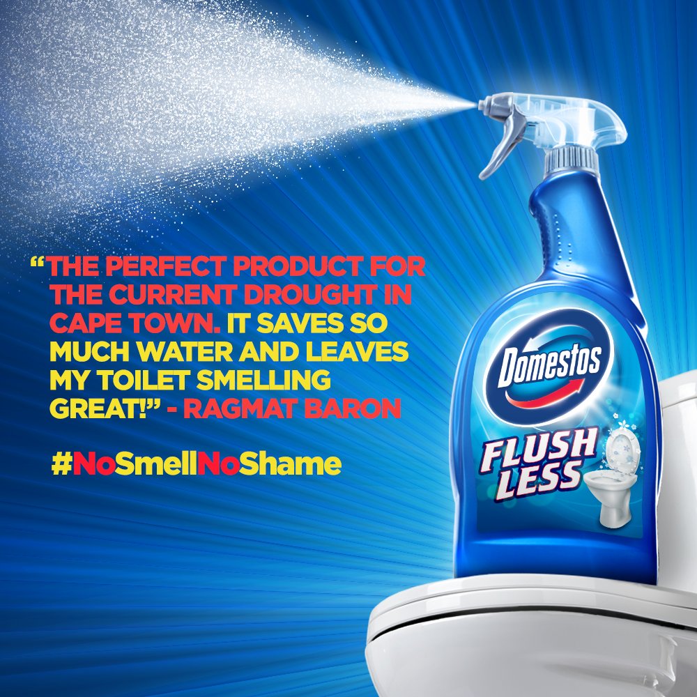 DomestosSA's tweet image. With everyone playing their part to save water it’s no surprise to come across a few unflushed toilets. But with Flush Less an unflushed toilet doesn’t have to be a stinky toilet. #NoSmellNoShame