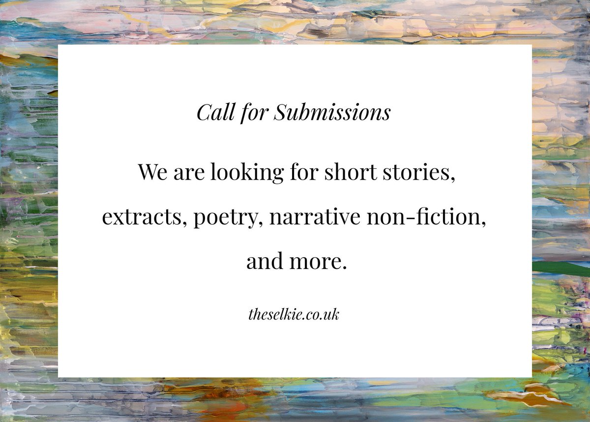Looking for somewhere to send your #writing? <a href="/TheSelkieUK/">The Selkie</a> are open for submissions. Read more on their submission page here: theselkie.co.uk/submissions/

#writing #amwriting #fiction #nonfiction #poetry