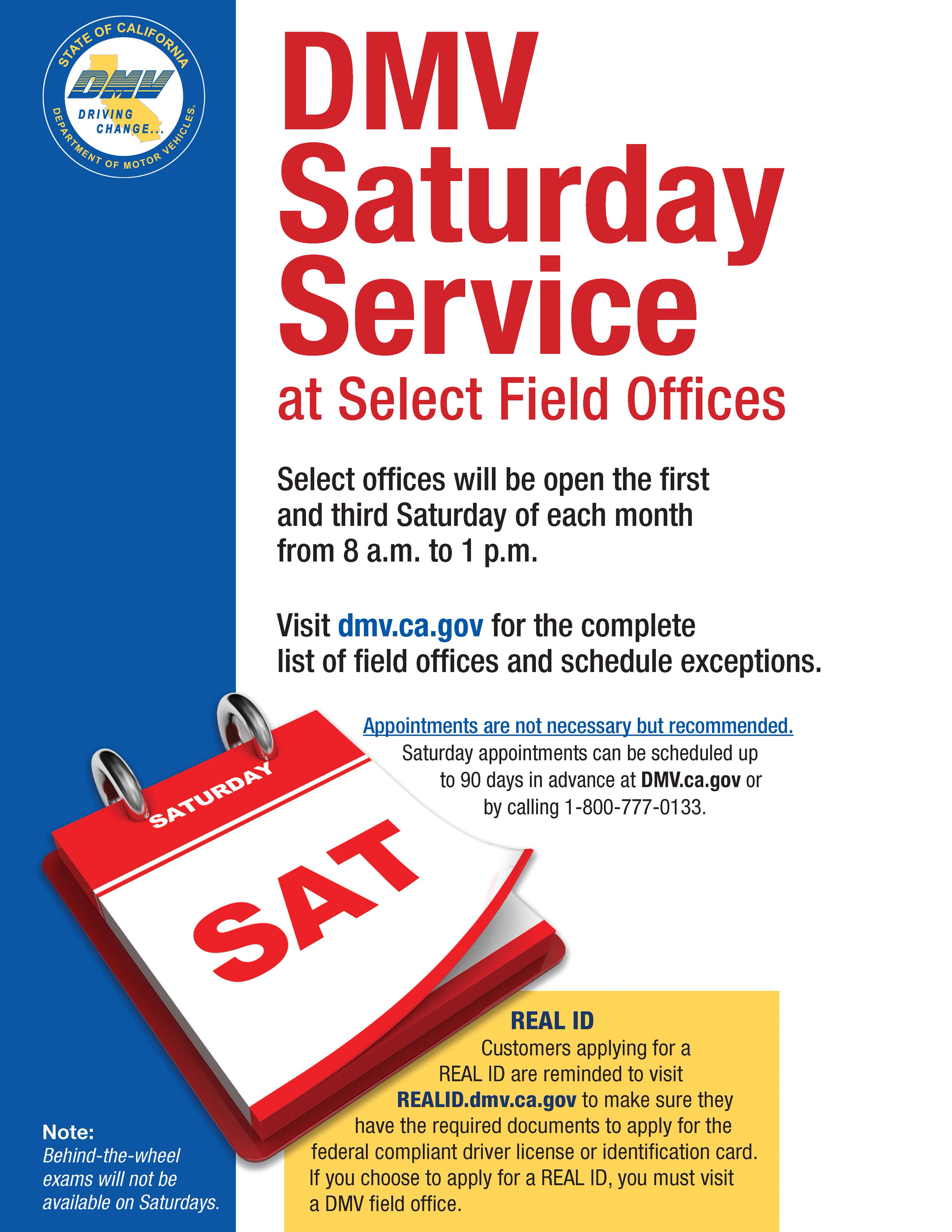 Ca Dmv Open On Saturday