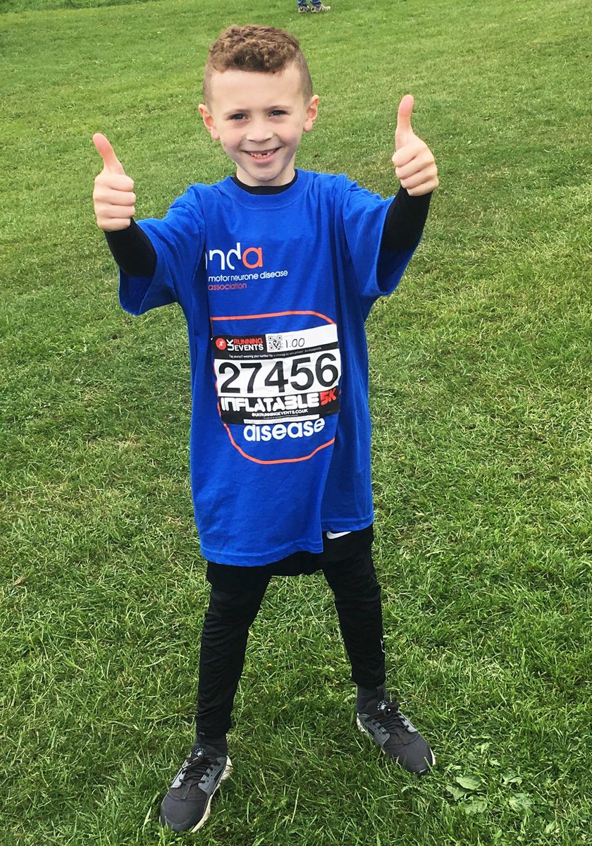 mndassoc's tweet photo. Huge thank you to 7 year old Tayvian who recently completed a 5K in memory of his Great Grandma. He's raised over £1,000 💙 #TeamMND https://t.co/5GbFYaeHPq