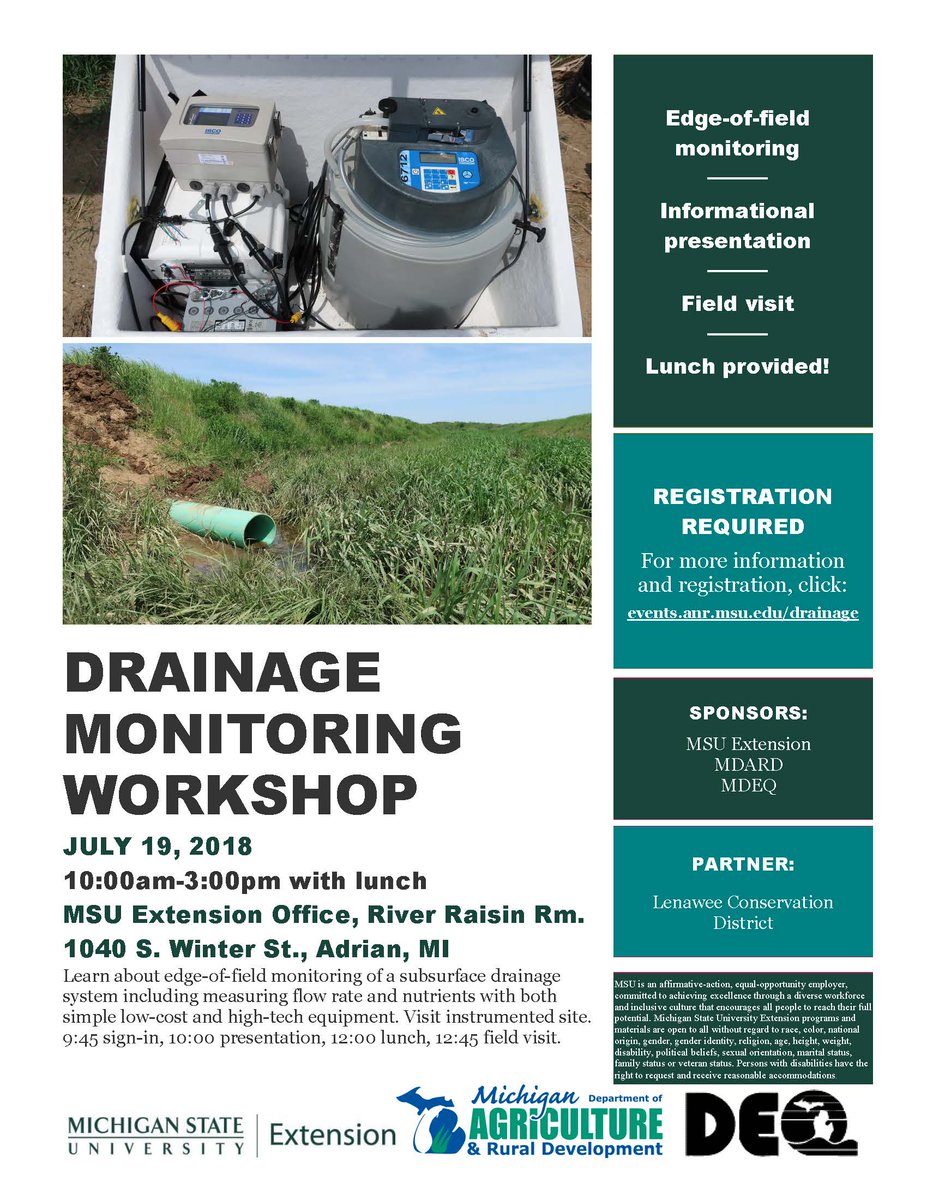 Register for the MSU Drainage Monitoring Workshop.
