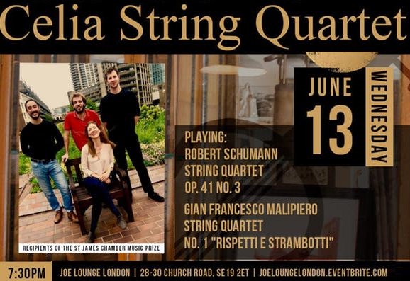 cpneighbours's tweet photo. The multi-award winning Celia String Quartet comes to #CrystalPalace for an intimate #cplocal top classical performance! This ticket only event is one not to be missed! Wed 7.30pm 13th June.  Tickets in advance at the bar or online...
https://t.co/EEpSJqF2tJ https://t.co/1JE6tjBj3u