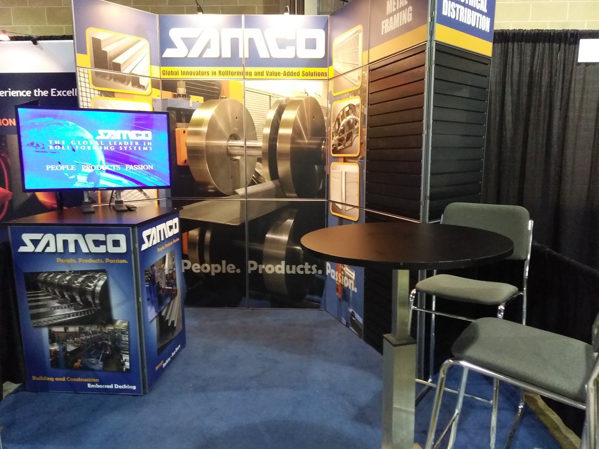 Samco_Machinery's tweet photo. SAMCO is getting ready for #FabtechCanada that starts tomorrow, June 12 at 10 AM. Stop by booth 647 to talk to our #MaterialHandling and #RollingDivision experts. #CustomRollFormingCorp #EngineeredSolutions #BehindTheScenes https://t.co/UjWkQVEQ3r