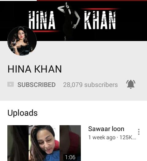 Manisha90294538's tweet photo. It's #1Week completion of @eyehinakhan 's #OwnYouTubeChannel got #28k Subscribers(28079).Hina Di's singing fr #Sawarloon song #125k View,#IkKudi #235k View (#HighestViewedSong) till now & #Raazi #44k View.#MyWouldBeSinger #HinaKhan super excited to listen ur Nxt song in #YouTube https://t.co/ubH0lAkp8v