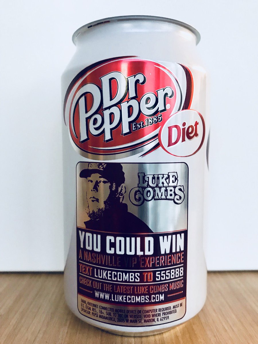 lukecombs's tweet photo. Check out what I just got! Pick up my custom @DietDrPepper can at your local grocery store for your chance to win a VIP experience with me in Nashville this summer! https://t.co/yNS4pejVxW