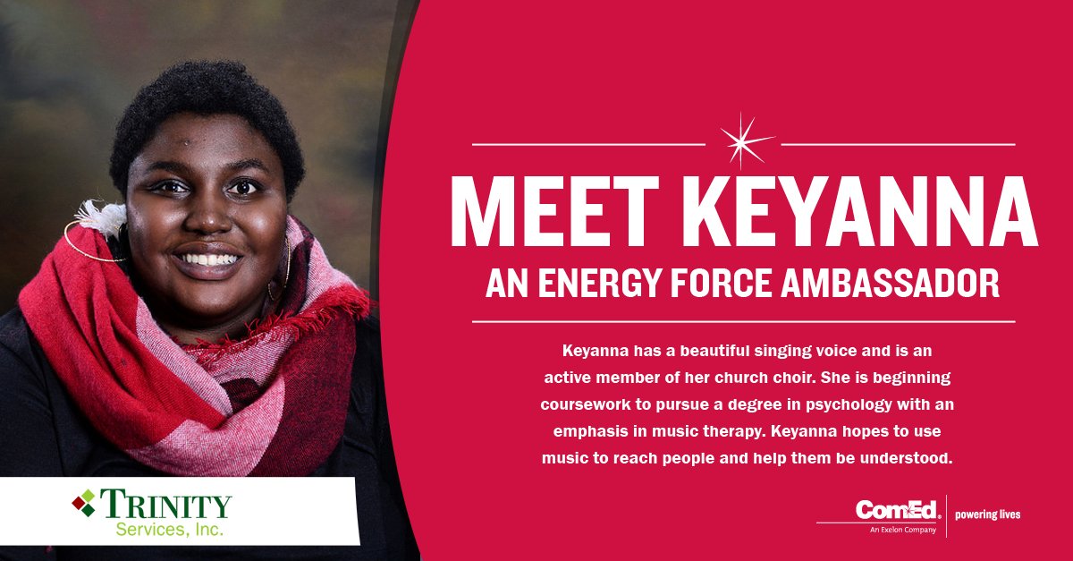 ComEd's tweet photo. Say hi π to Keyanna from @TrinitySvcs! Learn more about the #ComEdEnergyForce program at https://t.co/th6gHbdaGE https://t.co/niMhg8v3xD