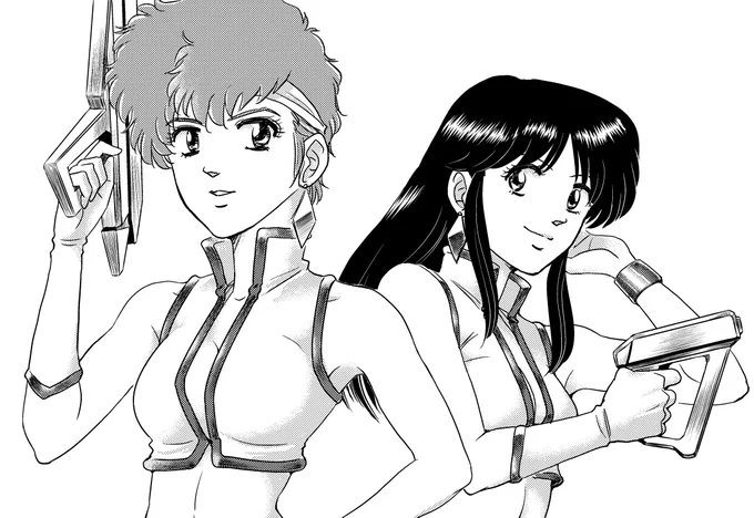 ダーティ・ペア。せっかくユリもケイも描いたので、2人並んだ状態のも。 描いてると、「ただただアニメとかマンガが好きでハマってた」時の感覚が戻ってきて、懐かし嬉しいって感じでした。また描こうっと(^_^) #描いてみた #ダーティペア #絵描きさんと繋がりたい #イラスト王国 #イラスト通り