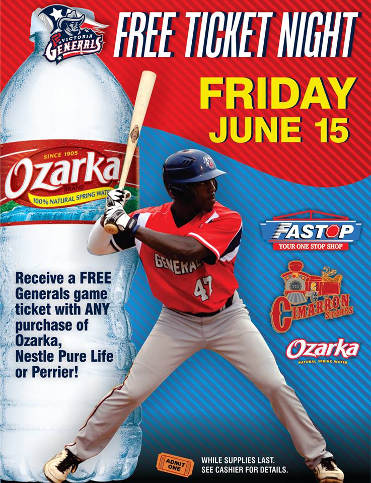 cimarronfastop's tweet photo. We're ready for some baseball on Friday, what about you?! Get your tickets while supplies last! ⚾ #Baseball #FreeTickets #VictoriaGenerals #Fastop
@VicGeneralsTCL https://t.co/kwe5OL1jsJ