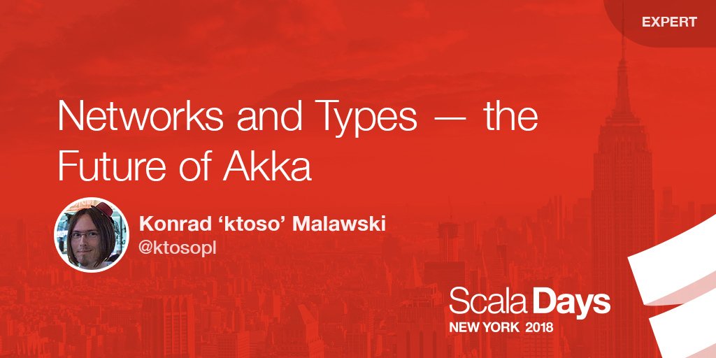 scaladays's tweet image. Learn about Akka&apos;s new Typed Actor APIs &amp;amp; the over-the-network Akka Streams and discover how they are able to marry Types with Networks, in a talk by @ktosopl @lightbend at #ScalaDays. #Akka buff.ly/2Gflu9f