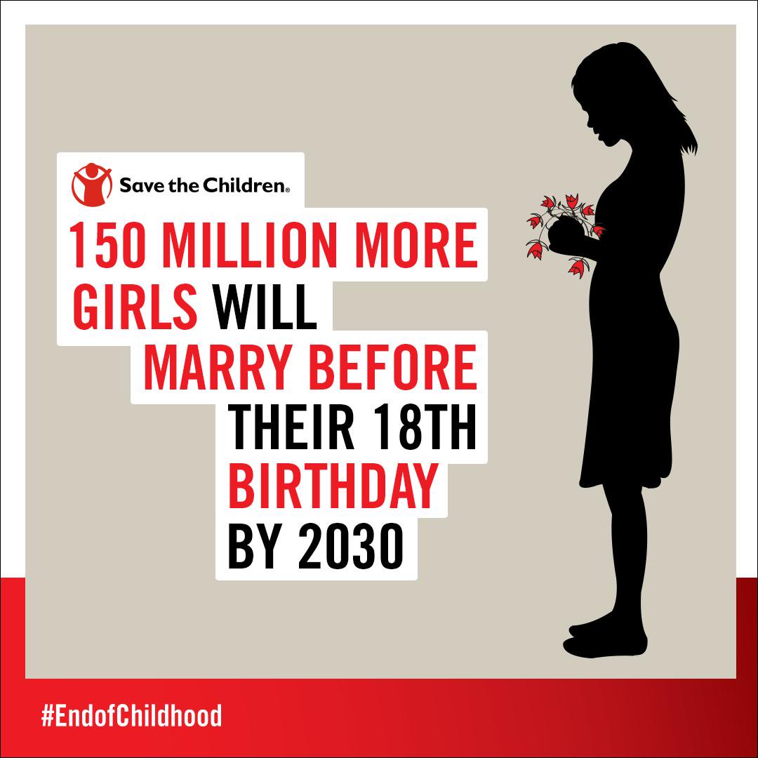 SavetheChildren's tweet photo. The reasons for child marriage vary greatly, but most of them are based in situations that become worse during conflict. This robs millions of girls from their freedom, safety &amp; educations. https://t.co/KHZLmOJL1o #EndofChildhood https://t.co/b3pd60L81J
