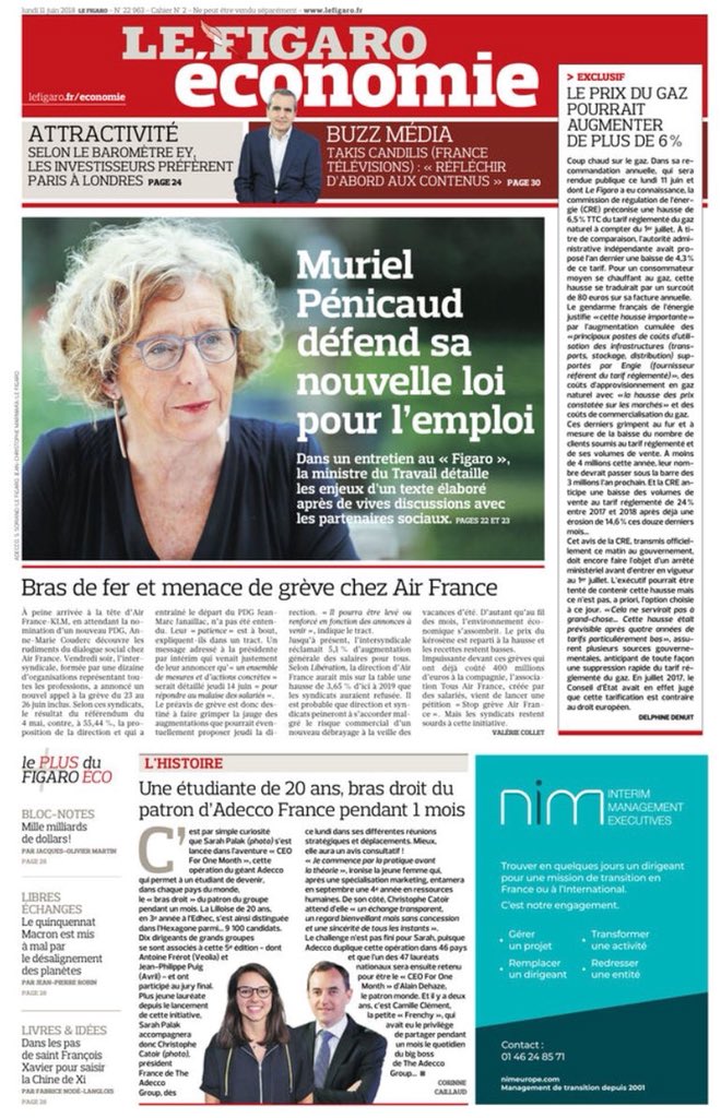 FrederiquVUGIER's tweet photo. Le @AdeccoGroupFR fait la Une de l’@lequipe et du @Figaro_Economie cette semaine: le sport #handitennis et l’emploi des jeunes avec le concours #CEO1Month sont à l’honneur ! Bravo @LeonorSiney https://t.co/LX31fVjeBr