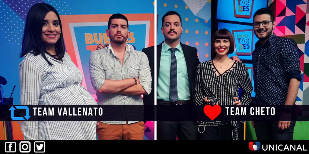 Unicanal's tweet photo. Y se armó la discusión en Buenas Tardes:
#TeamVallenato VS #TeamCheto
Resolvamos esto como gente civilizada:
RT: #TeamVallenato
FAV: #TeamCheto https://t.co/47LaUUgJNT