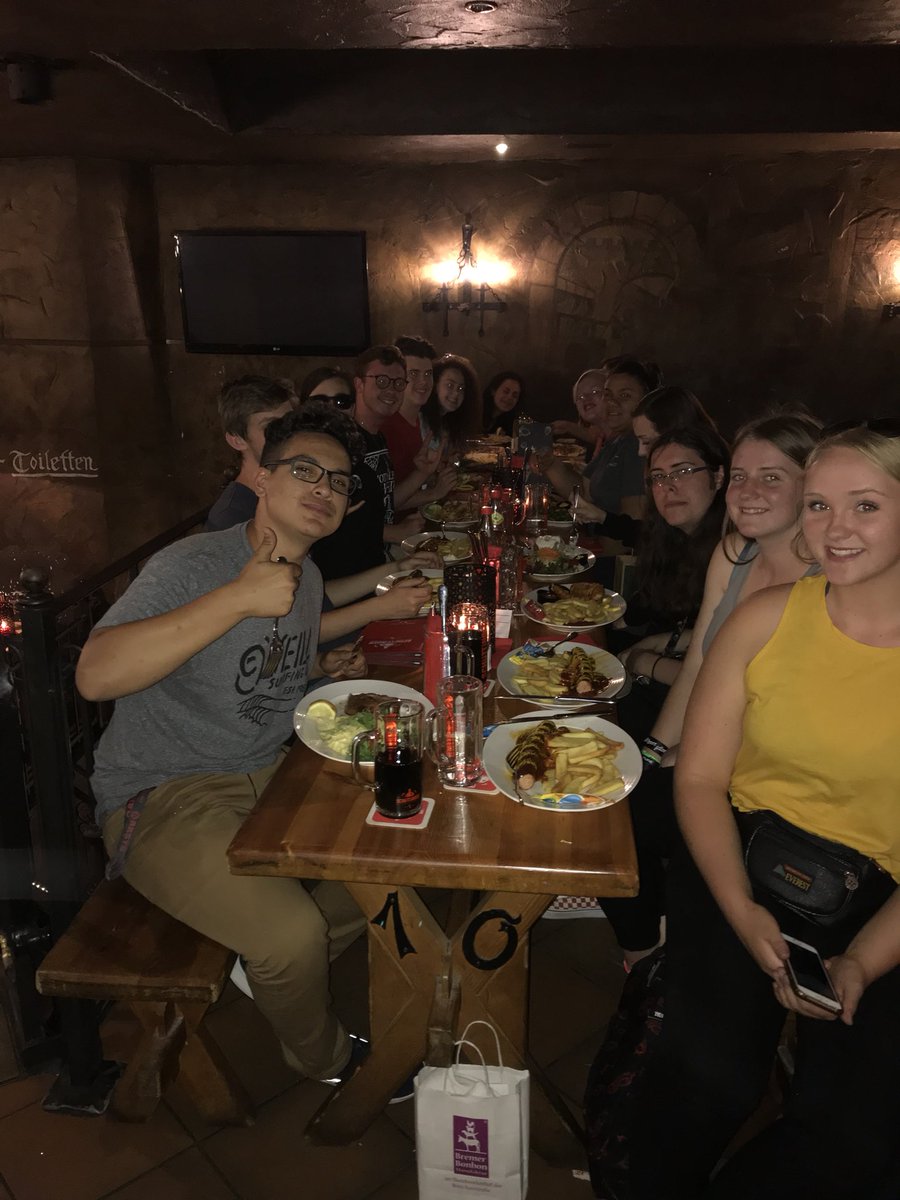 julbug23_julie's tweet photo. 13 Turlock High students, the sites of Bremen, Germany, and a meal of traditional German food. Good day! #tusdsummer #oootoood #TurlockTA https://t.co/F8Njrlvqwl