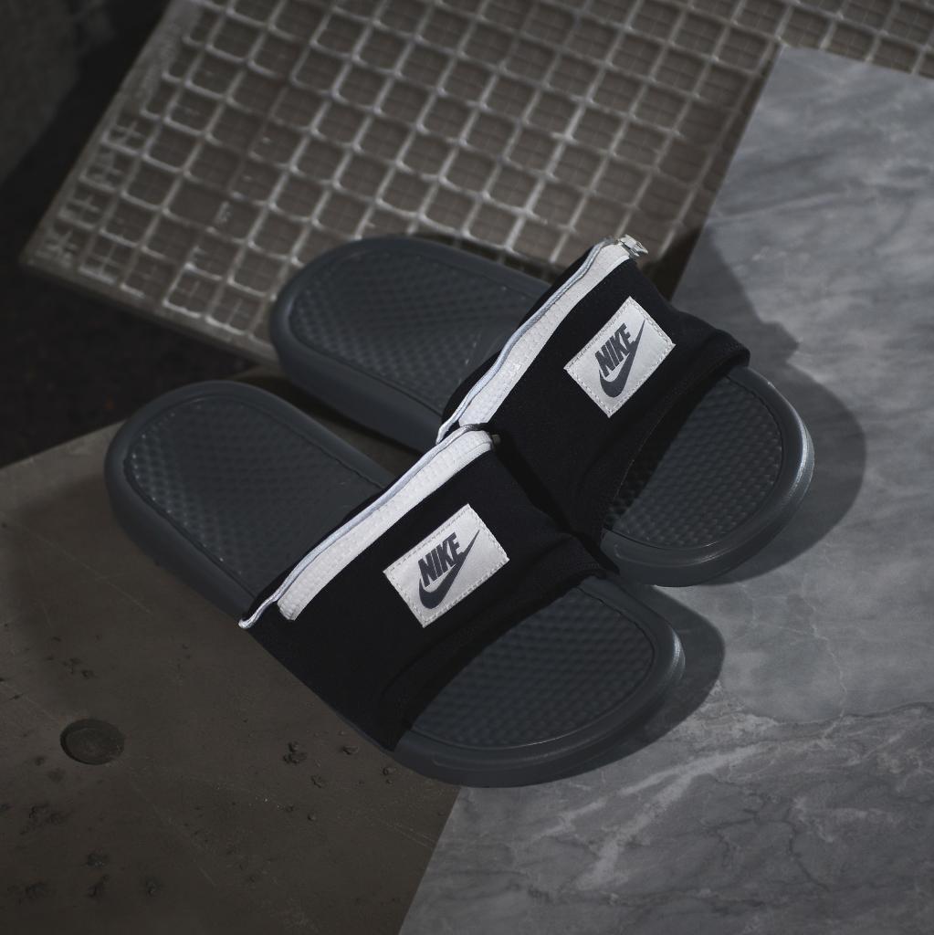 nike slides with a zipper