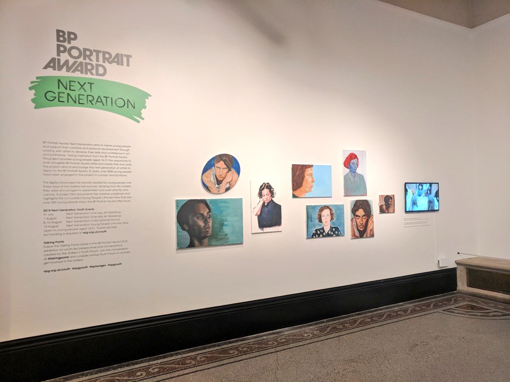 junorae's tweet photo. Wonderful to see the #BPnextgen artwork now on display in @NPGLondon Room 33! Looking forward to working with more #youngpeople this summer to make portraits and develop their creative skills! 🖌️🎨👩‍🎨 https://t.co/QNif2pQIKG https://t.co/y3EdYCwemU