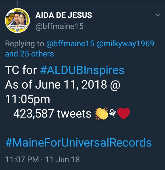 milkyway1969's tweet photo. ROAD🛣️TO 1B 👉🏽HT ALDUB (24-Hr Limit)
AO 11June2018 11:05PM 🇵🇭
917,512,545 tweets!
(917,088,958+423,587)
#ALDUBWorthLoving
@ofctrendsetter @ALDUBNation @mainedcm @aldenrichards02 @AngPoetNyo @thebarakogirl @azcevergel @armm2015 @MediaStat_PH @TwitterPH
©@bffmaine15 @yodabuda https://t.co/AlYMRlNVAx