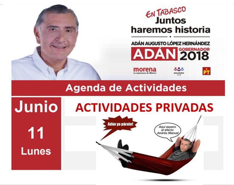 Yuricue_'s tweet photo. Les comparto la agenda de Adan López H. @5_liiz @laverdadmx
@politicomx
@RedSocial_Tab
@jesustorresnoti
@EmeriStress jajajajajaja @adan_augusto @SpiderManChoco @Carlita_Zepeda @El_ChocoHuevon @ChicoCheVive https://t.co/kwnR1x1Oi9