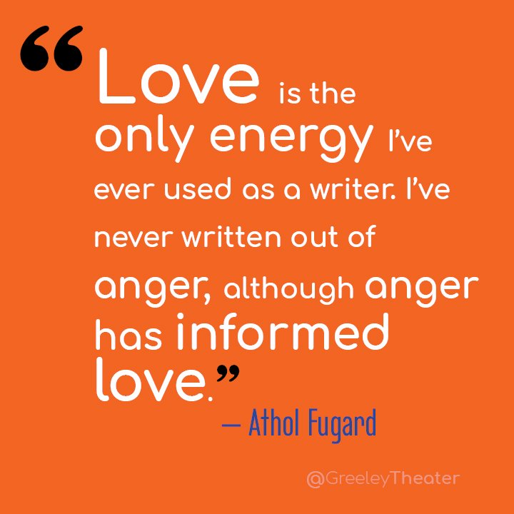 GreeleyTheater's tweet photo. Happy Birthday to celebrated playwright, actor, and director #AtholFugard! #MondayMotivation #TheatreEd #ArtsEd #ArtsInEducation #TheatreInOurSchools https://t.co/OqO2DMb6O4