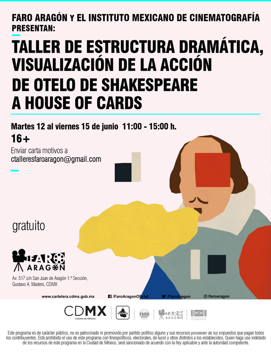 mica_mexico's tweet photo. Para aquellos que no alcanzaron lugar en el Taller de estructura dramática con Marcelo Vernengo que se impartió en #MICA2018, en el @FaroAragon aún quedan lugares.
¡El @imcine invita! https://t.co/UWKuBPJ0sg