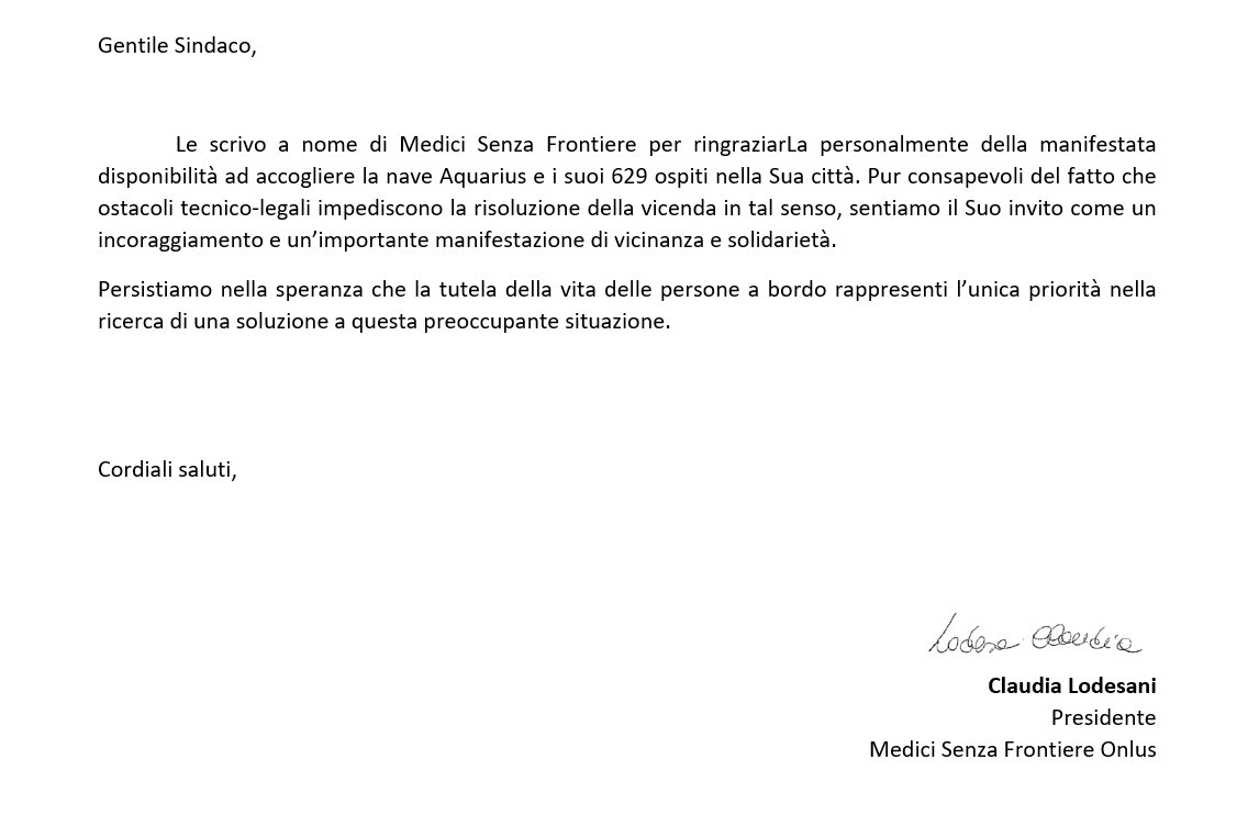 Lettera di invito 2018