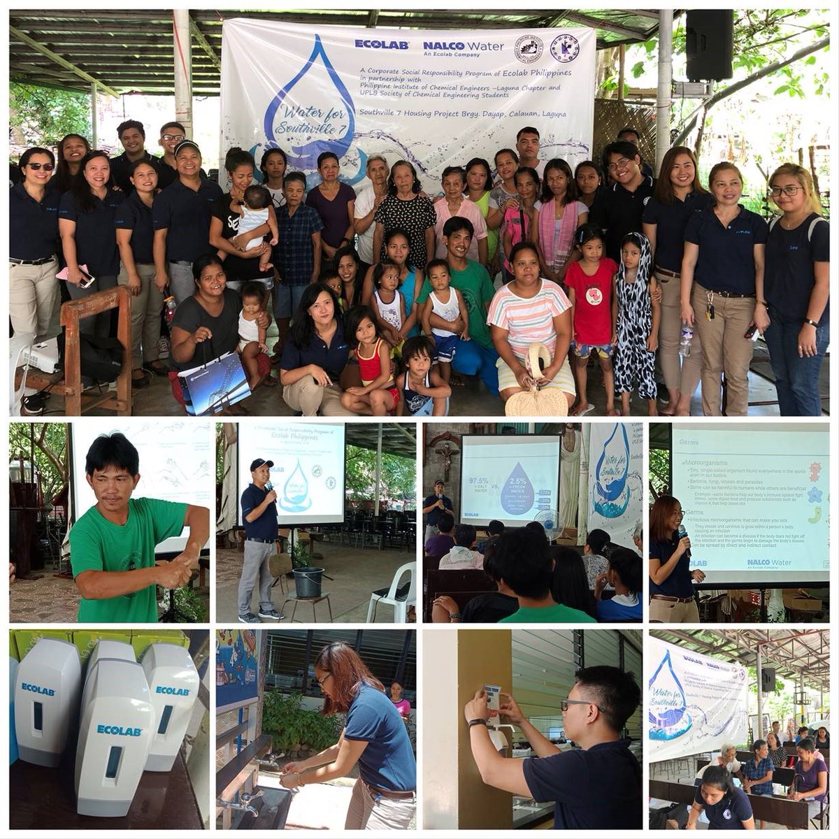 EcolabFdn's tweet photo. Working to increase awareness around the importance of #WaterConservation and #healthyhygiene our @Nalco_News associates in Laguna province, Philippines installed hand soaps and scoped out a project to allow for easy access to water for local residents.
#ECLTeam #EcolabGives https://t.co/mOCnLaMxuN