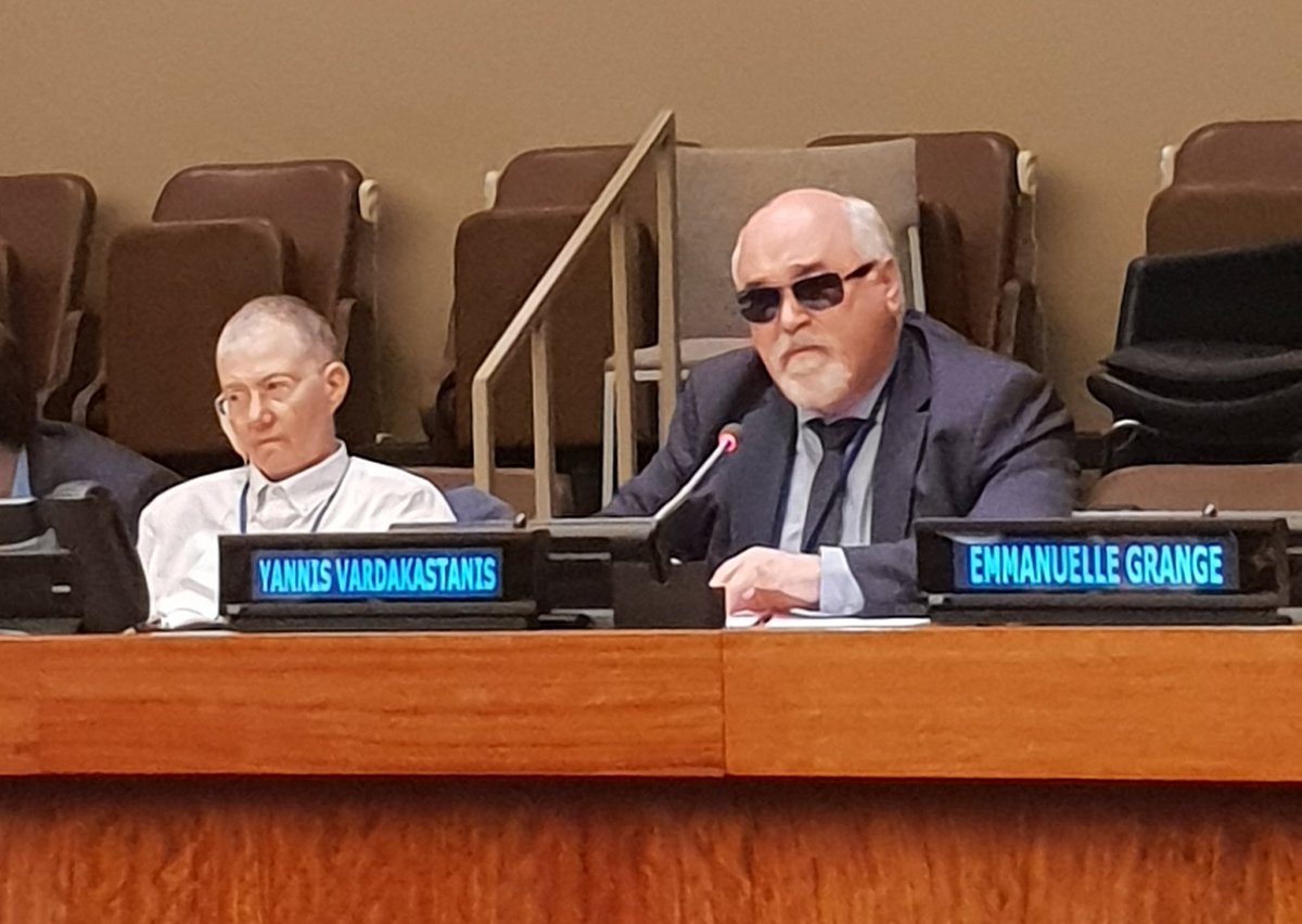 MyEDF's tweet photo. "Without funding, capacity building and empowerment we cannot overcome collective exclusion and discrimination we DPOs and persons with #disabilities face" says our President, Yannis Vardakastanis #CSFCRPD #COSP11 https://t.co/o824PtQEjm