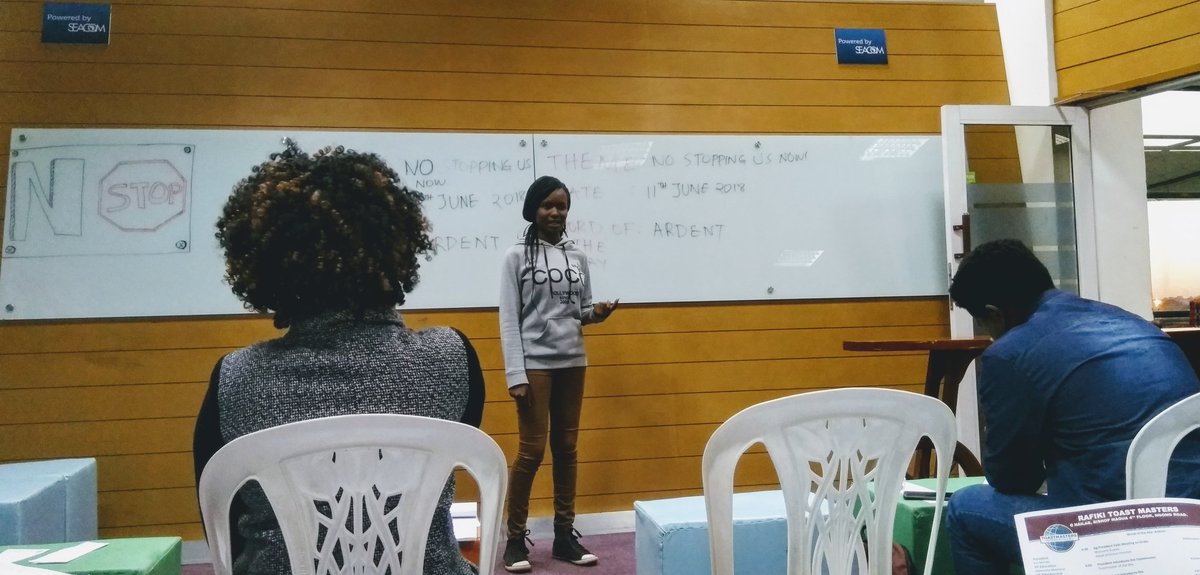 AkiliDada's tweet photo. #Paula a #GapYear intern @AkiliDada giving her first speech at the Rafiki #Toastmasters club. Her speech is on how #Kenya can improve her diplomacy relations #AfricanWomenLead #CompetentCommunicator #DadasLead https://t.co/boJOodIa4D