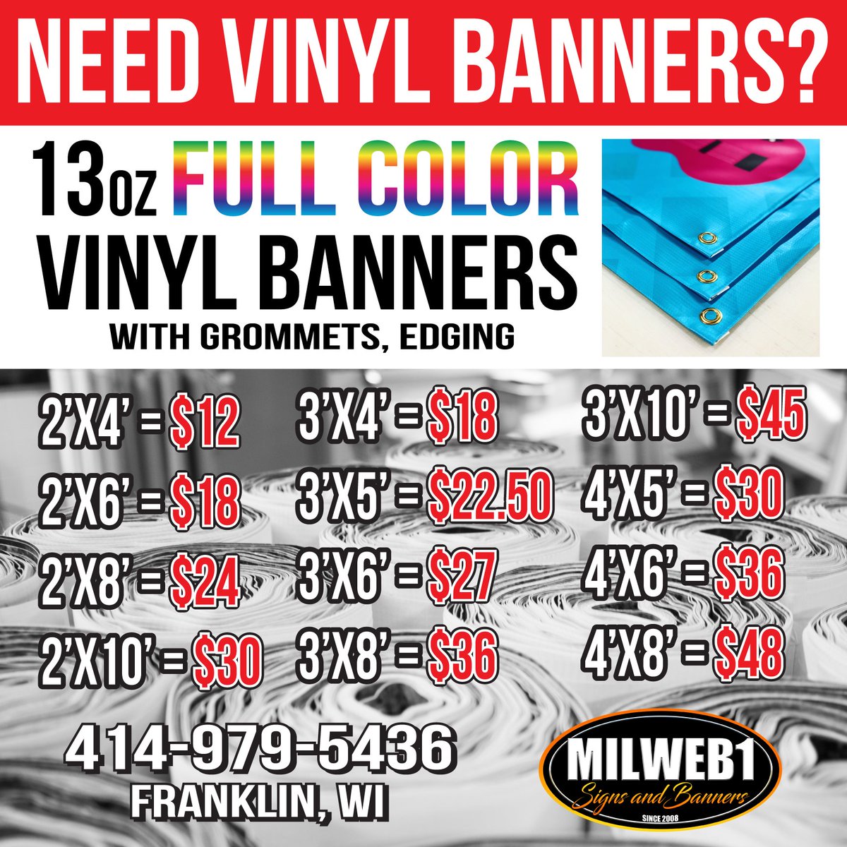Need Vinyl Banners! We can help! 
milweb1.com/banners/custom…