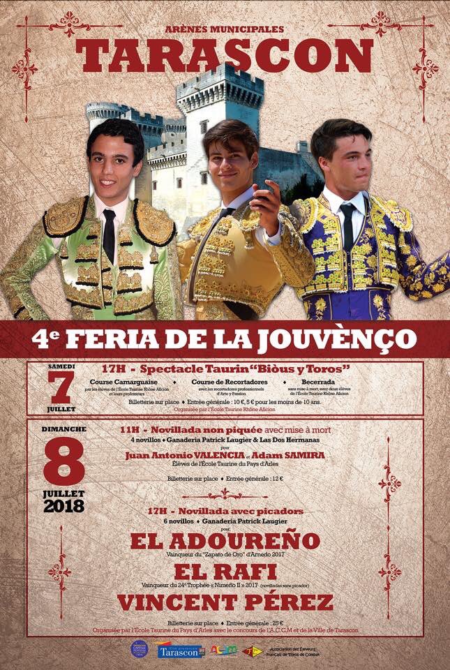 📆 #Cartel Prochaine novillada, dimanche 8 juillet à #Tarascon devant une novillada de Dos Hermanas pour la 4ème #Feria de la Jouvenço avec <a href="/adoureno/">Info El Adoureño</a> et <a href="/VincentPerez97/">Vincent Perez</a>.