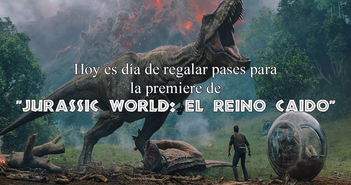Amigos llego el día de regalar pases dobles para la premiere de #JurassicWorld2 ¿Se van a quedar sin el suyo? 

Los invitamos a que nos sigan y se enteren como pueden ganar. 

La podrás ver 1 semana antes de su estreno cortesía de <a href="/UniversalMX/">Universal Pictures México</a>