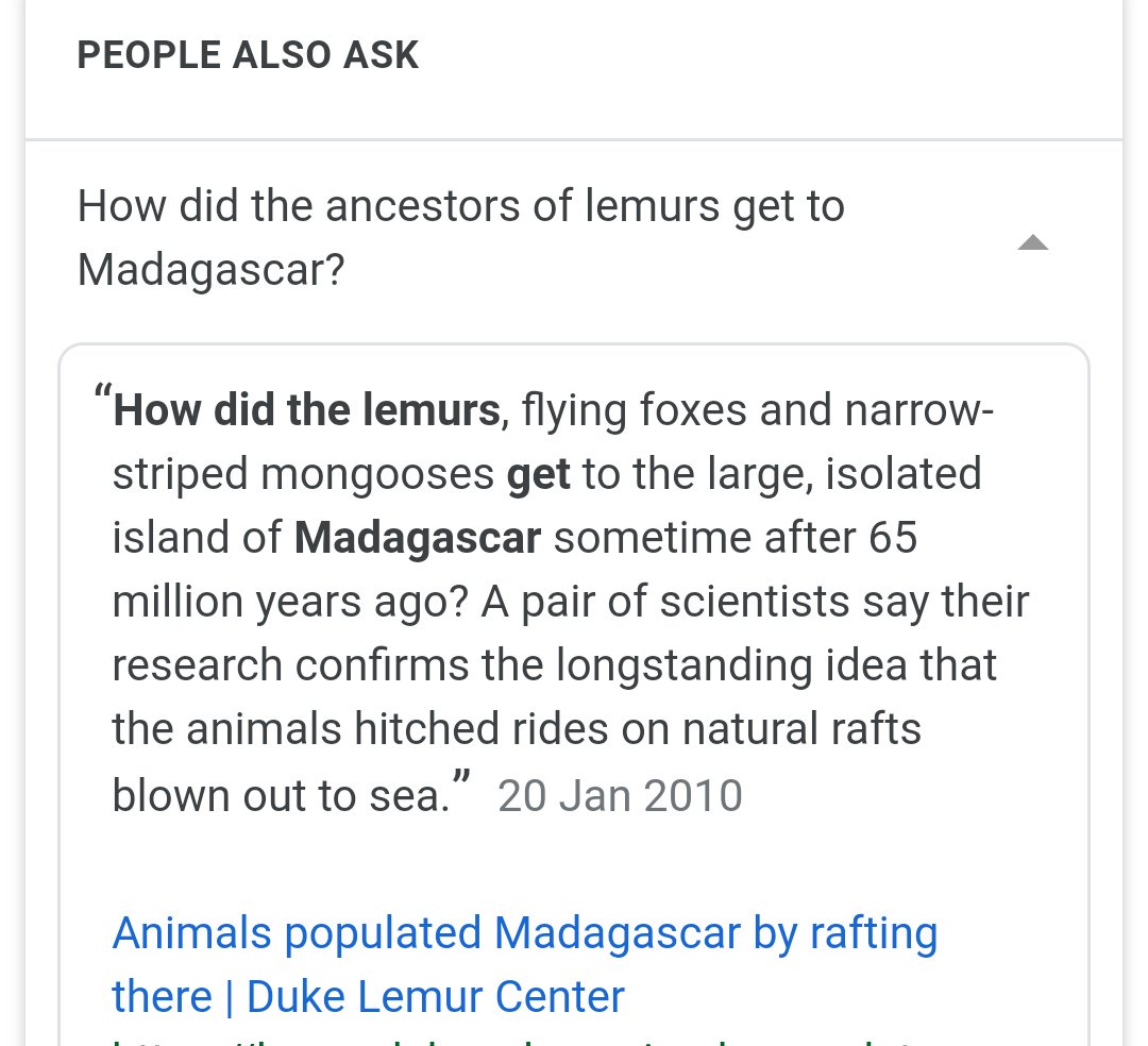 FischmanGuy's tweet photo. Here's me thinking I'm stupid for saying lemurs swam 300km to Madagascar.. turns out they "hitched a ride" #GCSEs2018 #gcsebiology #AQAbiology https://t.co/NZiSDlPWpM