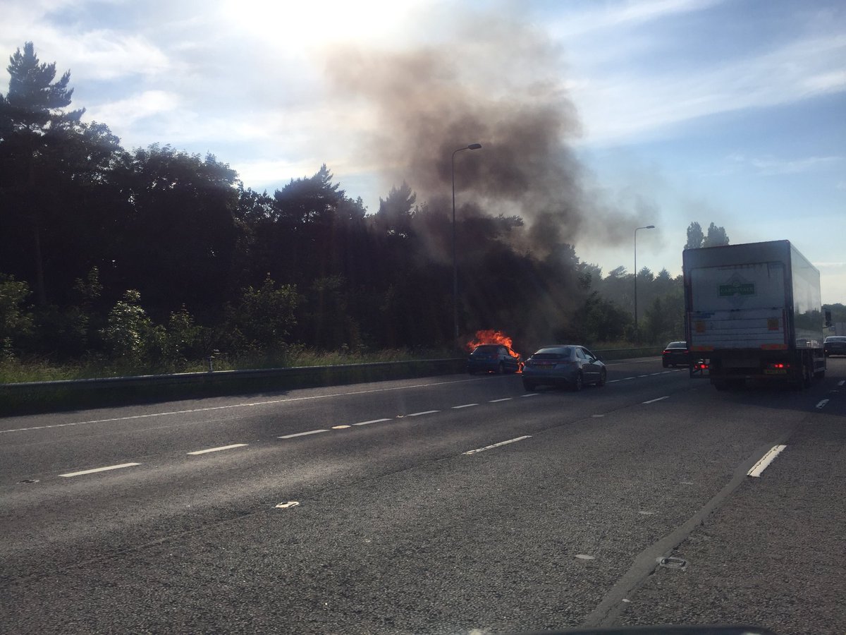 Car fire M1 Junction 15 #Northampton