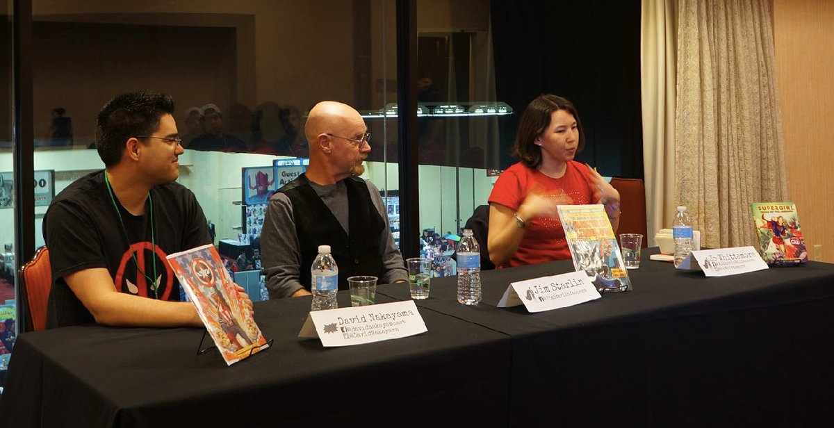 JoWhittemore's tweet photo. Had a great time paneling w/ Jim Starlin &amp; @DavidNakayama at @SF_ComicCon. It was an insightful &amp; humorous talk on diversity in the world of comic book heroes. If you get the chance to see these gentlemen speak, take it!
#superhero #supergirl #supergirlcw #diversity #jimstarlin https://t.co/TwTbWBtyTr