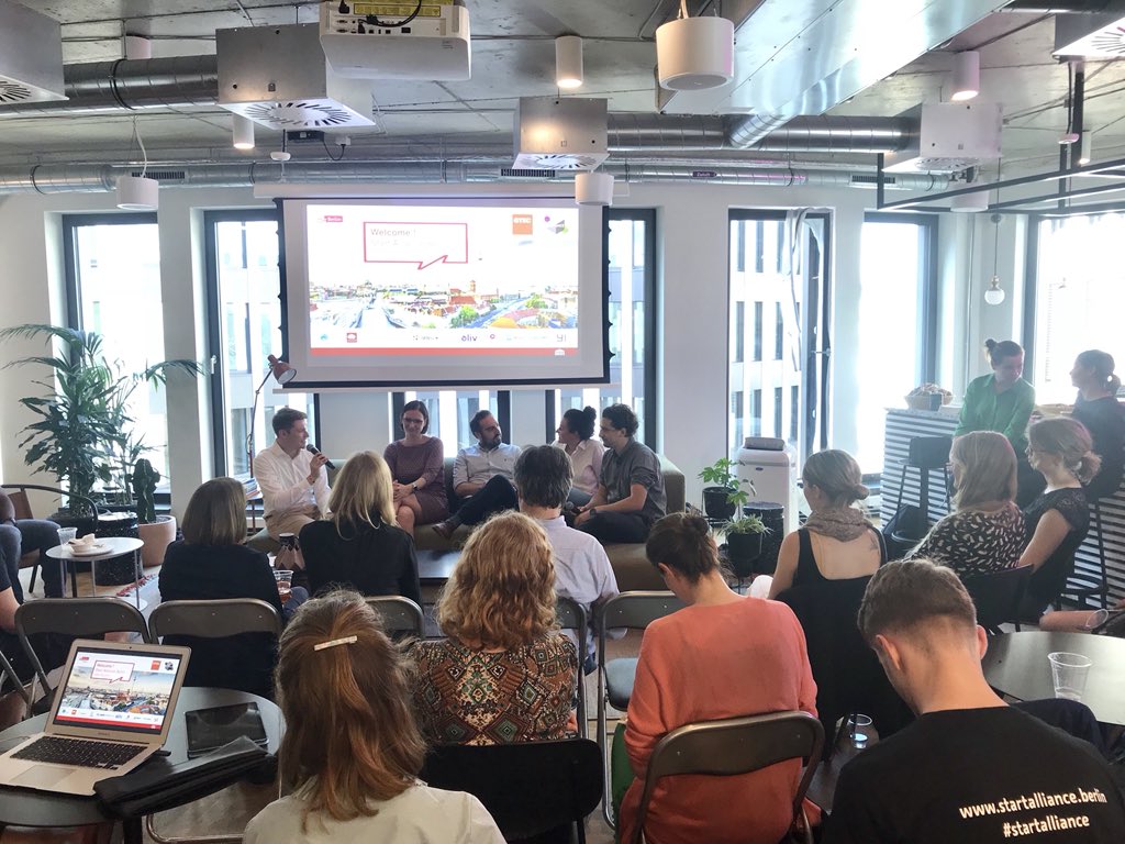 GermanTechBLN's tweet photo. 🚀 This evening, we are pleased to host the kick-off of @BerlinPartner's Start Alliance #SmartCity batch 2018! Thank you @unumotors @Cisco_Germany @NUMA_World for joining us to welcome the new startups: @airlyeu @BRAINCITIES #troov #gpower #janu #mywaydress #runvido and more! https://t.co/wiy7JgQdPn