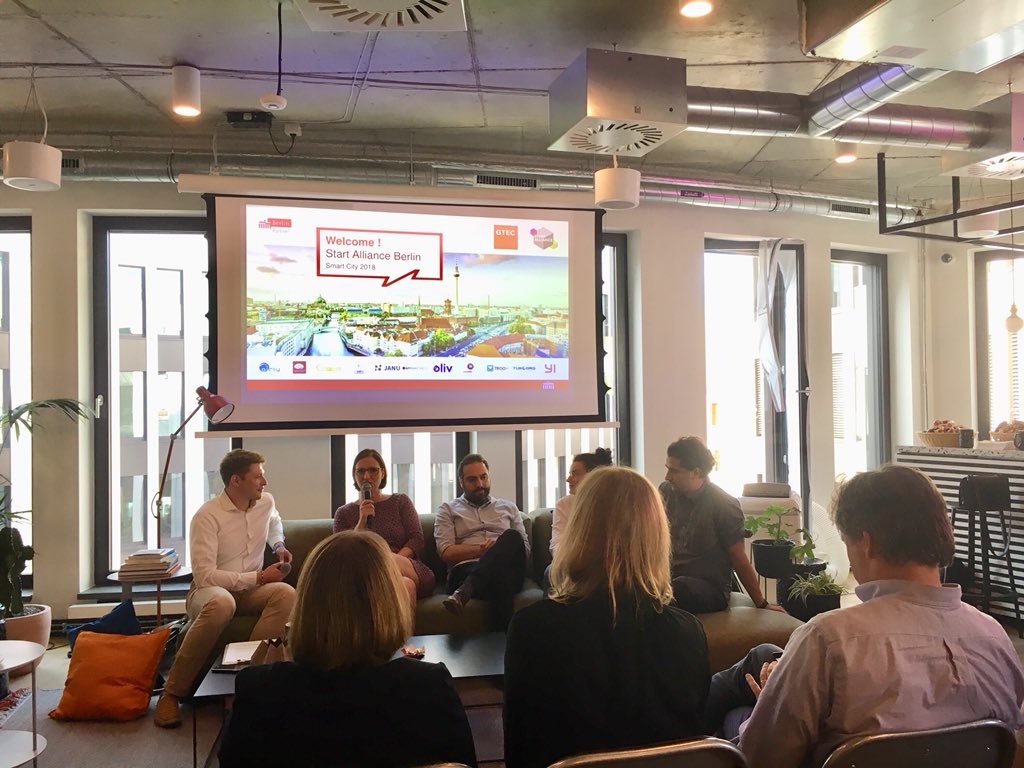 GermanTechBLN's tweet photo. 🚀 This evening, we are pleased to host the kick-off of @BerlinPartner's Start Alliance #SmartCity batch 2018! Thank you @unumotors @Cisco_Germany @NUMA_World for joining us to welcome the new startups: @airlyeu @BRAINCITIES #troov #gpower #janu #mywaydress #runvido and more! https://t.co/wiy7JgQdPn
