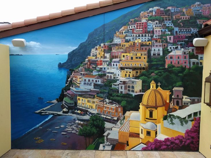 ImagoDeiGallery's tweet photo. Finished Mural 15 x 19 of the Amalfi Coast for two retiree's new garden balcony. Imago Dei Austin Dallas Houston Texas https://t.co/4EuYH50tJg