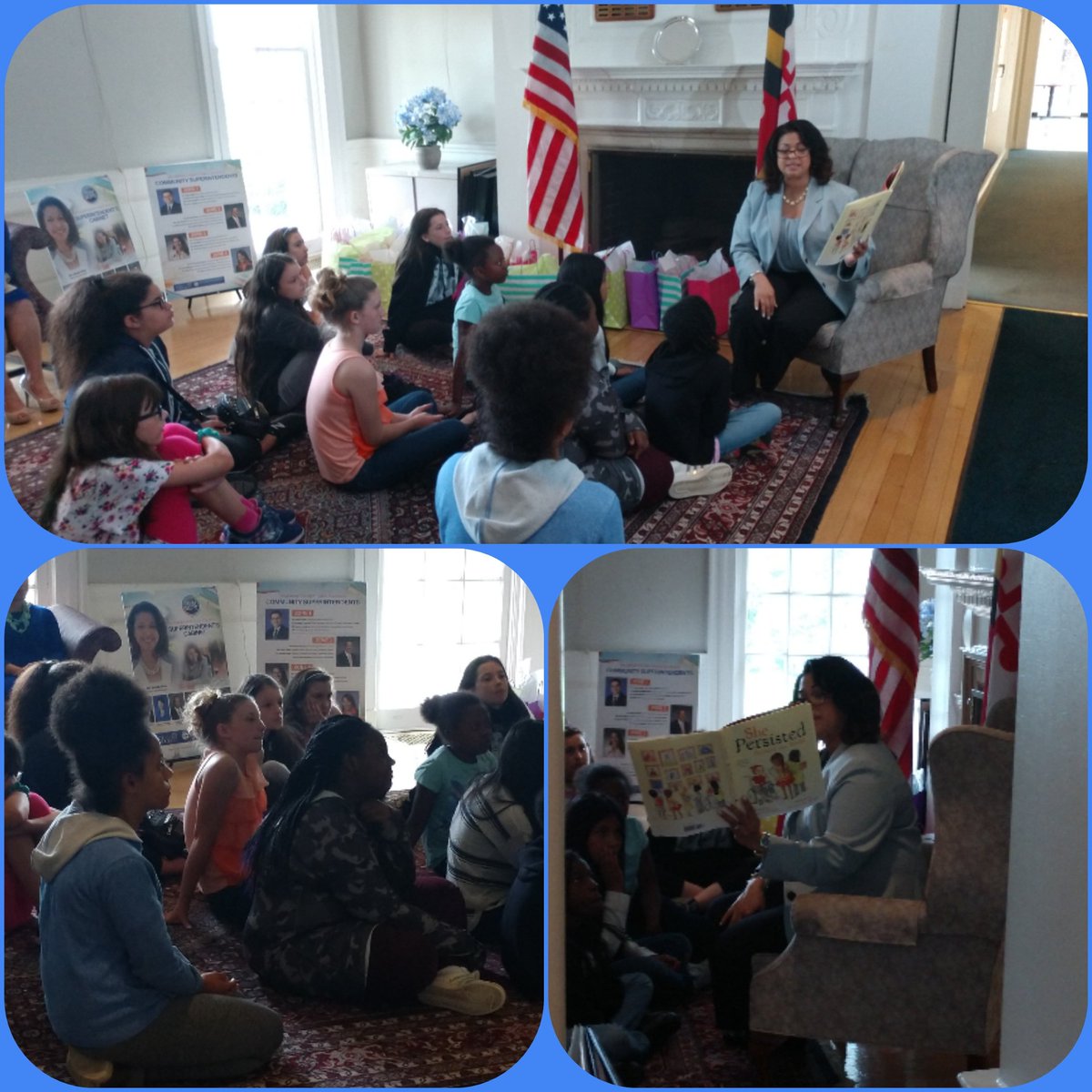 As the Int. Super. <a href="/VerlettaWhite/">Verletta White, Ed.D.</a> reads, not only are the girls anchored to every word, the adults are too! #ShePersisted <a href="/BaltCoPS/">Baltimore County Public Schools</a> <a href="/SussexES/">Sussex Elementary</a> @AlyssaBCPS @BCPSBrandon @DMDBCPS @CbyersChristina @kcuellar_BCPS @grobertsbcps @MissCook_BCPS <a href="/JaneLichter/">Jane Lichter</a>